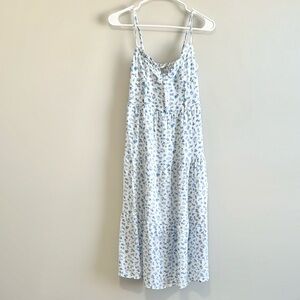 Boutique Blue Dainty Floral Tiered Midi Dress